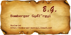 Bamberger Györgyi névjegykártya